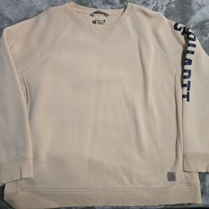 Carhartt Cream Sweatshirt with Blue Patch